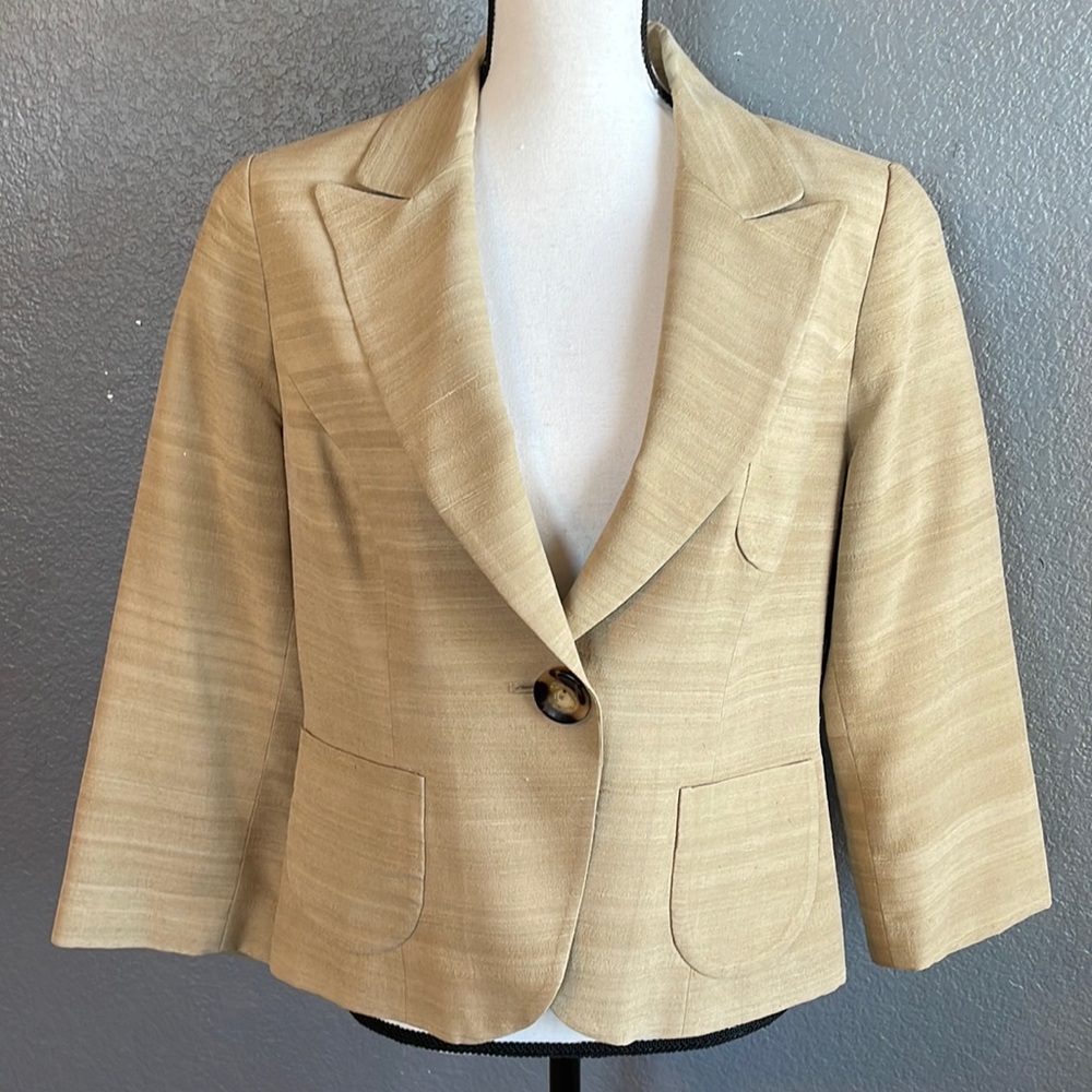 Vintage Oscar De La Renta Silk Tan Blazer